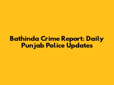 Bathinda Crime Report: Daily Punjab Police Updates