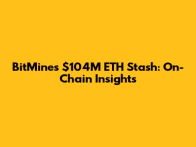 BitMine's $104M ETH Stash: On-Chain Insights