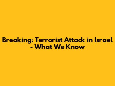 Breaking: Terrorist Attack in Israel - What We Know