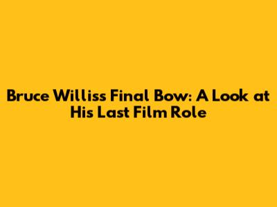 Bruce Willis's Final Bow: A Look at His Last Film Role