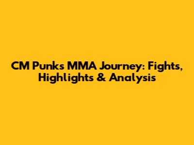 CM Punk's MMA Journey: Fights, Highlights & Analysis
