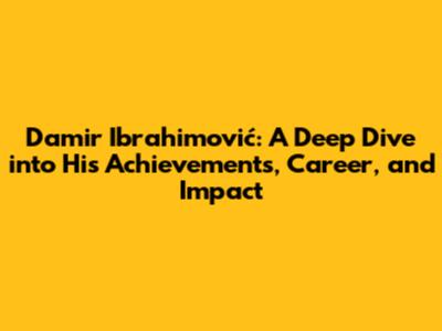 Damir Ibrahimović: A Deep Dive into His Achievements, Career, and Impact