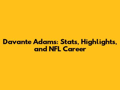 Davante Adams: Stats, Highlights, and NFL Career