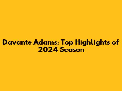 Davante Adams: Top Highlights of 2024 Season
