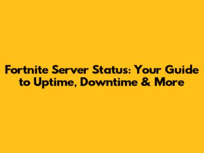 Fortnite Server Status: Your Guide to Uptime, Downtime & More