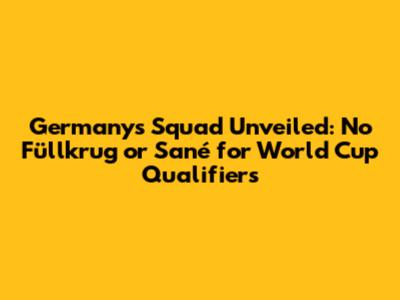 Germany's Squad Unveiled: No Füllkrug or Sané for World Cup Qualifiers