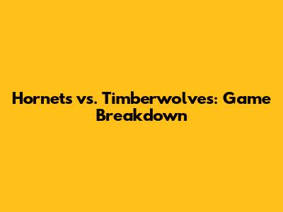 Hornets vs. Timberwolves: Game Breakdown