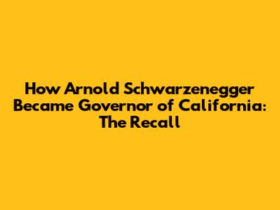How Arnold Schwarzenegger Became Governor of California: The Recall