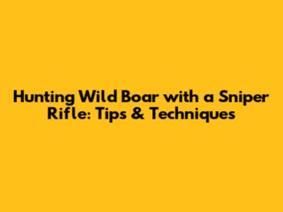 Hunting Wild Boar with a Sniper Rifle: Tips & Techniques
