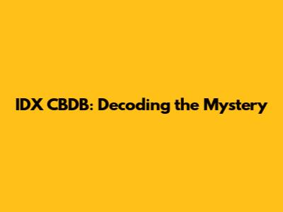 IDX CBDB: Decoding the Mystery