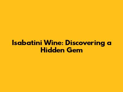 Isabatini Wine: Discovering a Hidden Gem