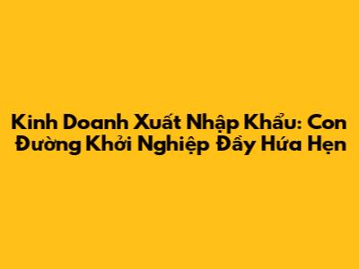 Kinh Doanh Xuất Nhập Khẩu: Con Đường Khởi Nghiệp Đầy Hứa Hẹn