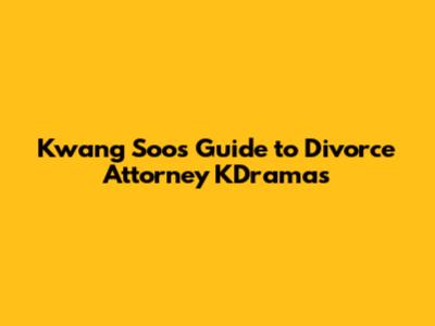 Kwang Soo's Guide to Divorce Attorney KDramas