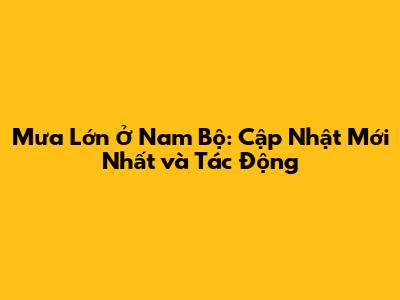 Mưa Lớn Ở Nam Bộ: Cập Nhật Mới Nhất và Tác Động