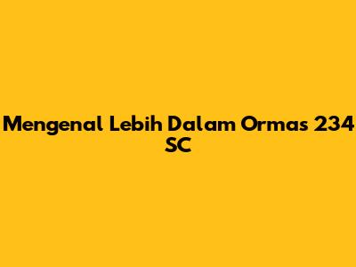 Mengenal Lebih Dalam Ormas 234 SC