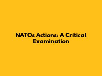 NATO's Actions: A Critical Examination