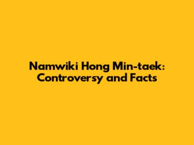 Namwiki Hong Min-taek: Controversy and Facts