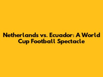 Netherlands vs. Ecuador: A World Cup Football Spectacle