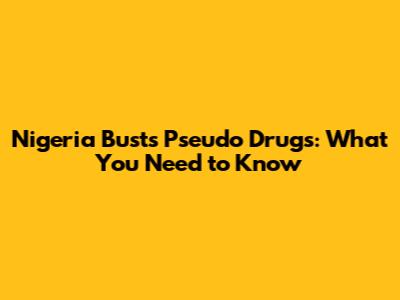 Nigeria Busts Pseudo Drugs: What You Need to Know