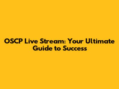 OSCP Live Stream: Your Ultimate Guide to Success