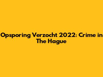 Opsporing Verzocht 2022: Crime in The Hague