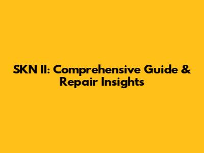 SKN II: Comprehensive Guide & Repair Insights