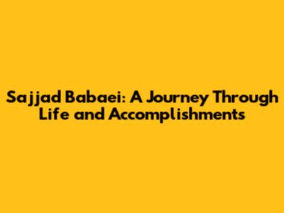 Sajjad Babaei: A Journey Through Life and Accomplishments