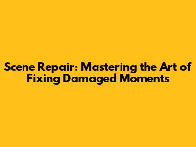 Scene Repair: Mastering the Art of Fixing Damaged Moments