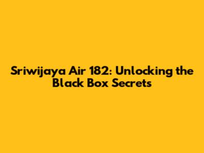 Sriwijaya Air 182: Unlocking the Black Box Secrets