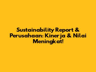 Sustainability Report & Perusahaan: Kinerja & Nilai Meningkat!