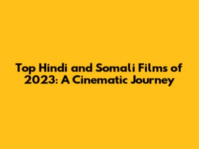 Top Hindi and Somali Films of 2023: A Cinematic Journey