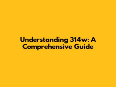 Understanding 314w: A Comprehensive Guide
