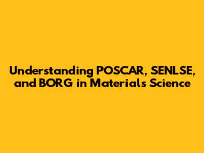 Understanding POSCAR, SENLSE, and BORG in Materials Science