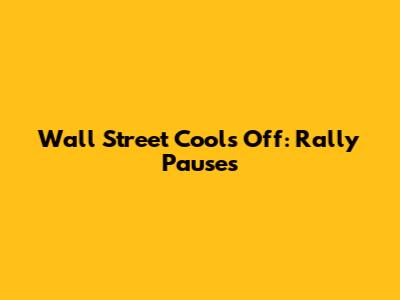 Wall Street Cools Off: Rally Pauses