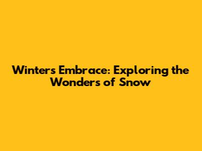 Winter's Embrace: Exploring the Wonders of Snow